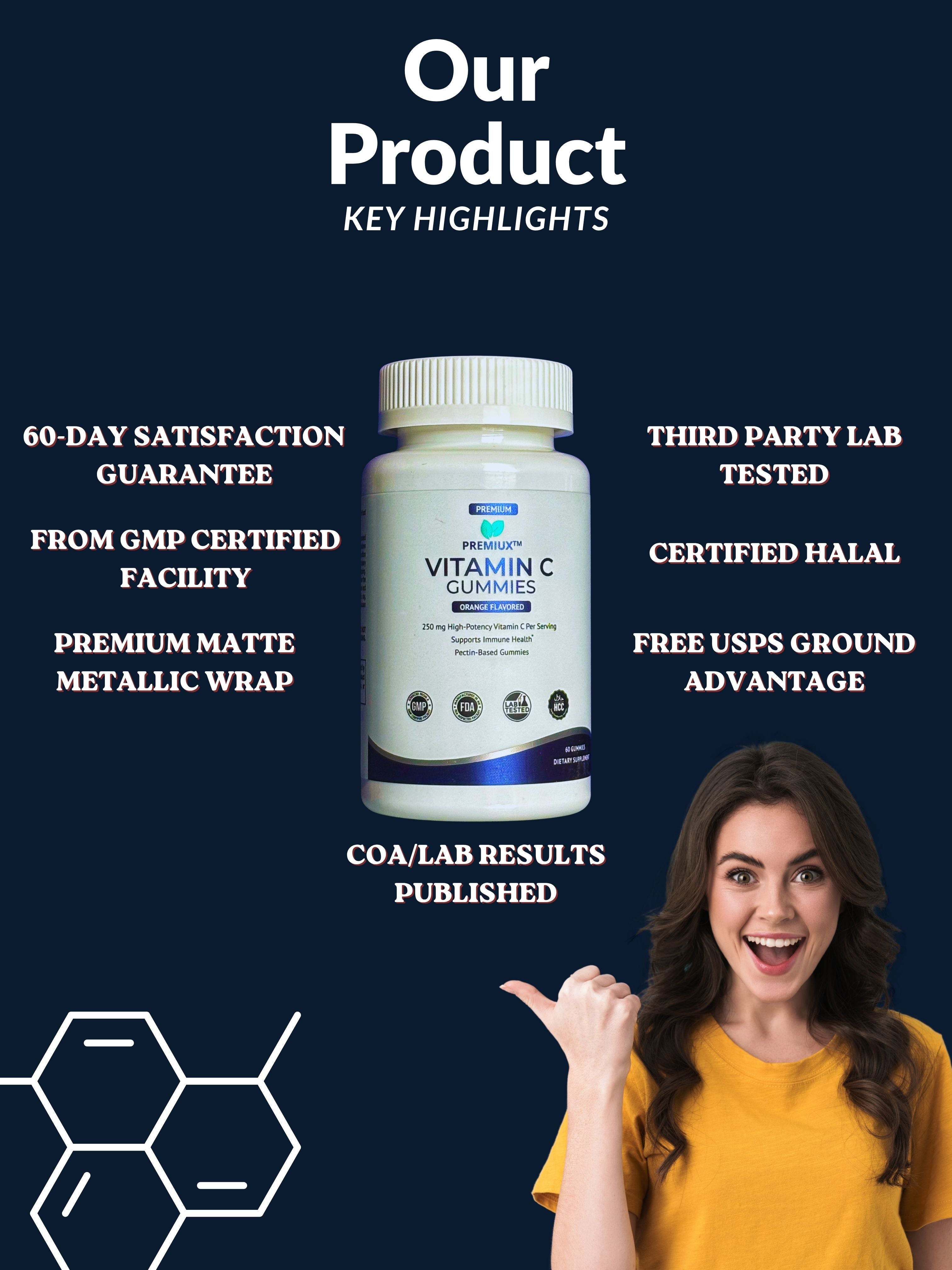 Premiux Vitamin C Gummies 250mg — Immune Defence