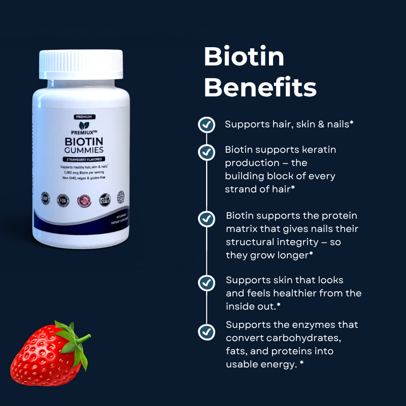Premiux Biotin Gummies 5000mcg — Hair, Nails & Skin