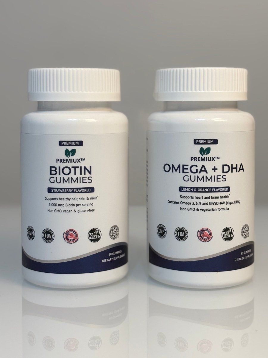 Biotin Gummies + Omega & DHA Gummies Bundle - Premiux NutritionBiotin Gummies + Omega & DHA Gummies Bundle