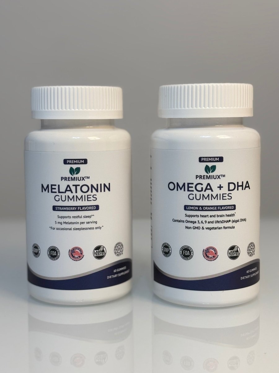 Melatonin Gummies + Omega & DHA Gummies Bundle - Premiux NutritionMelatonin Gummies + Omega & DHA Gummies Bundle