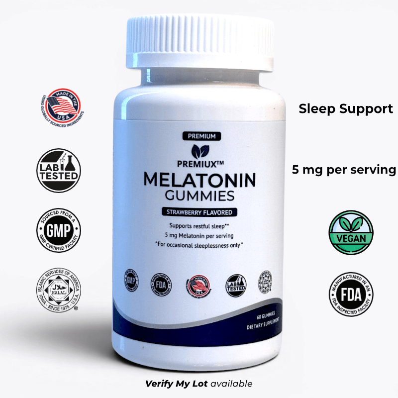Premiux Melatonin Gummies 5mg — Supports Healthy Sleep Onset - Premiux NutritionPremiux Melatonin Gummies 5mg — Supports Healthy Sleep Onset199874207056
