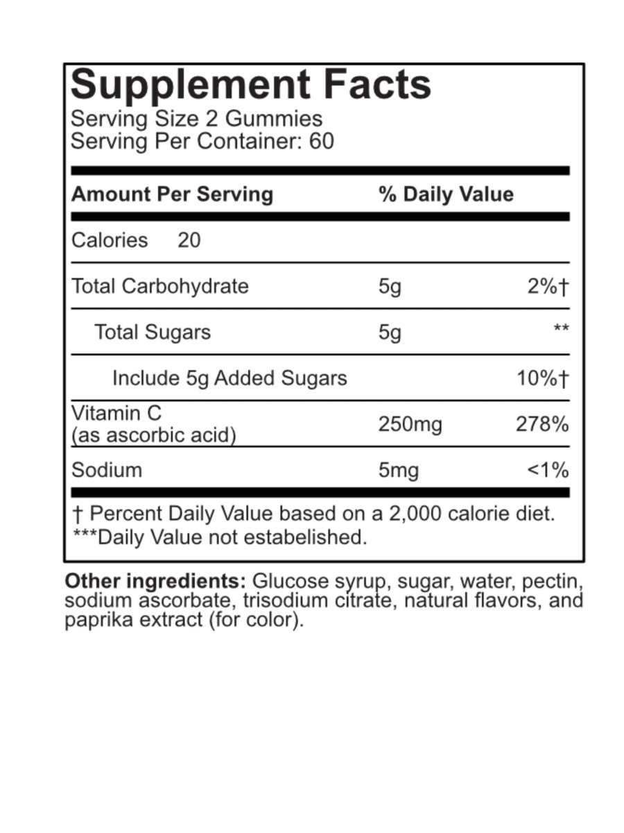 Premiux Vitamin C Gummies 250mg — Immune Defence - Premiux NutritionPremiux Vitamin C Gummies 250mg — Immune Defence199874435411