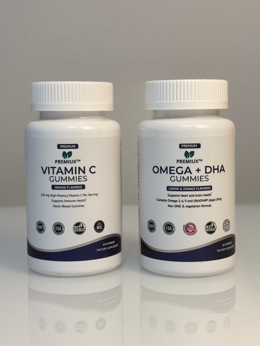 Vitamin C Gummies + Omega & DHA Gummies Bundle - Premiux NutritionVitamin C Gummies + Omega & DHA Gummies Bundle