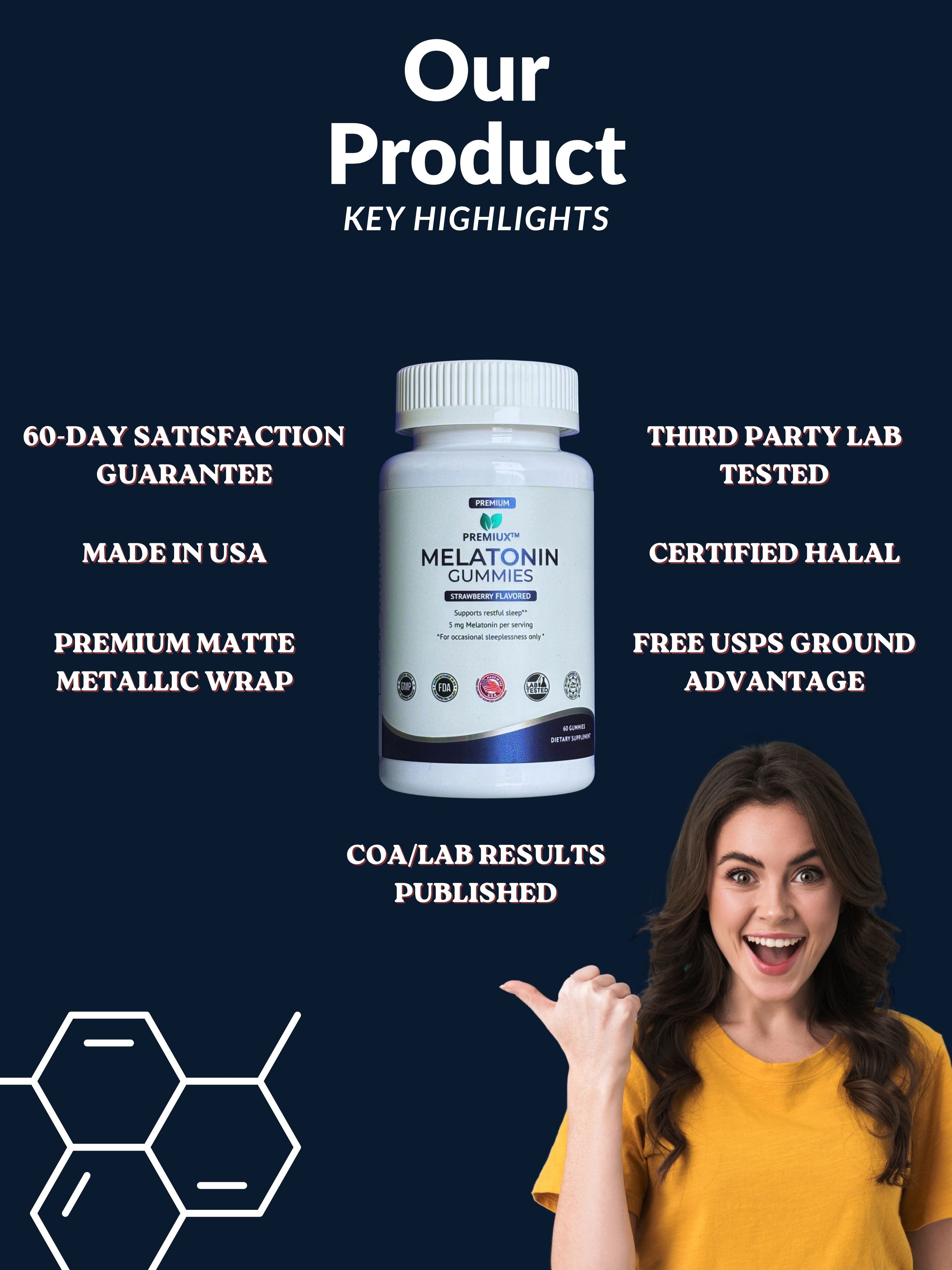 Premiux Melatonin Gummies 5mg — Supports Healthy Sleep Onset