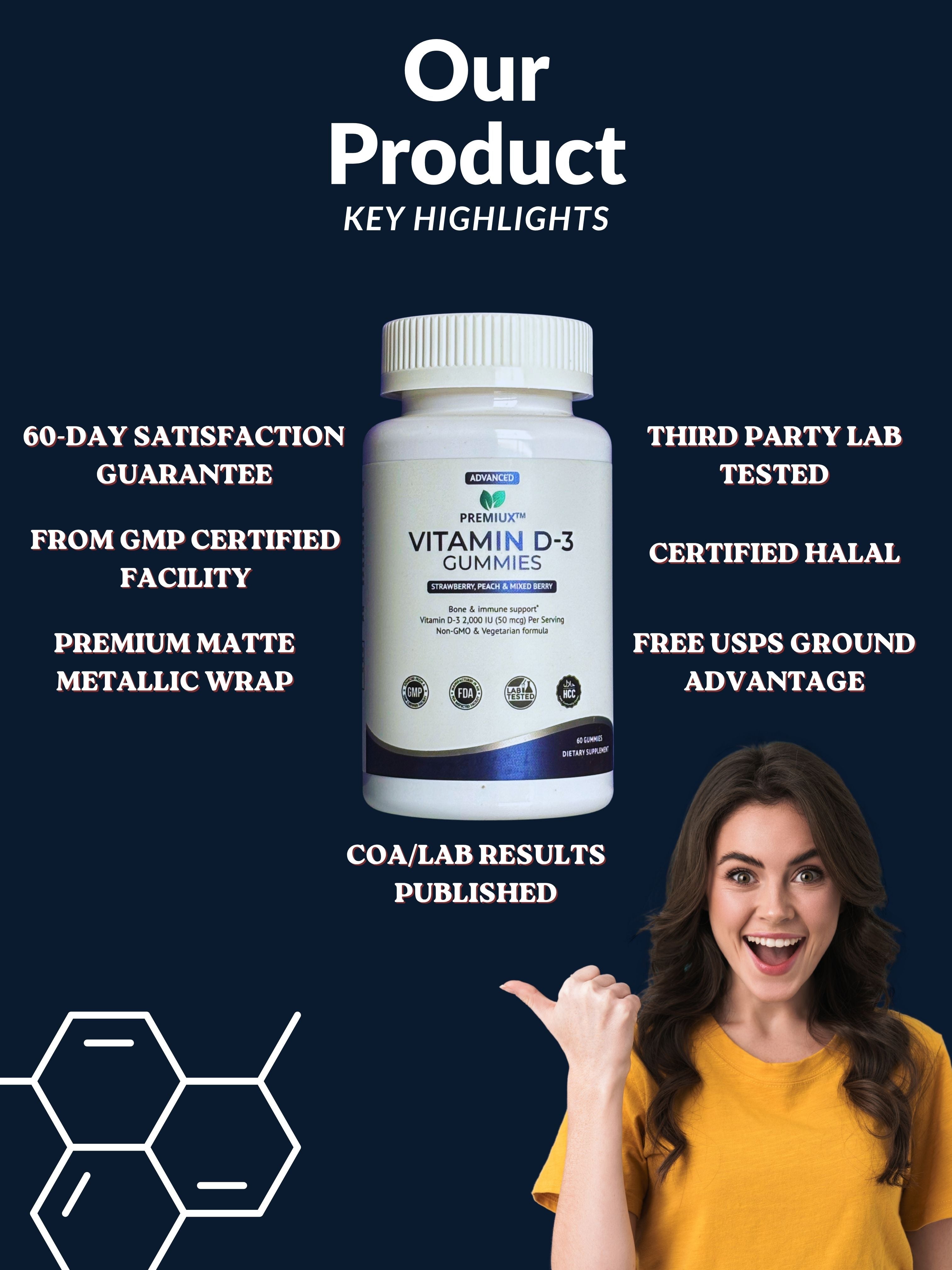 Premiux Vitamin D Gummies 2000 IU — Immune & Bone Health