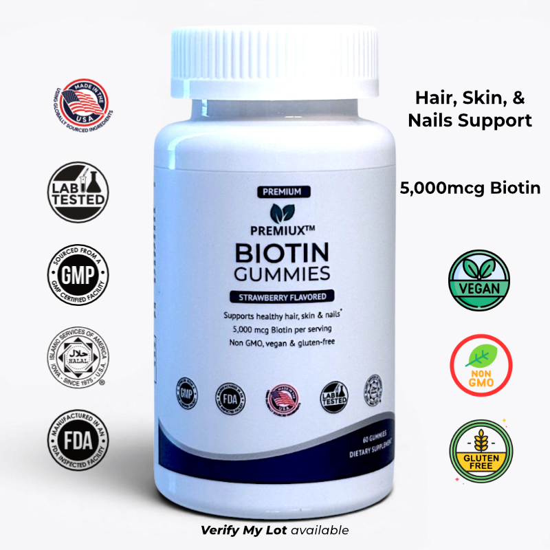 Premiux Biotin Gummies 5000mcg — Hair, Nails & Skin