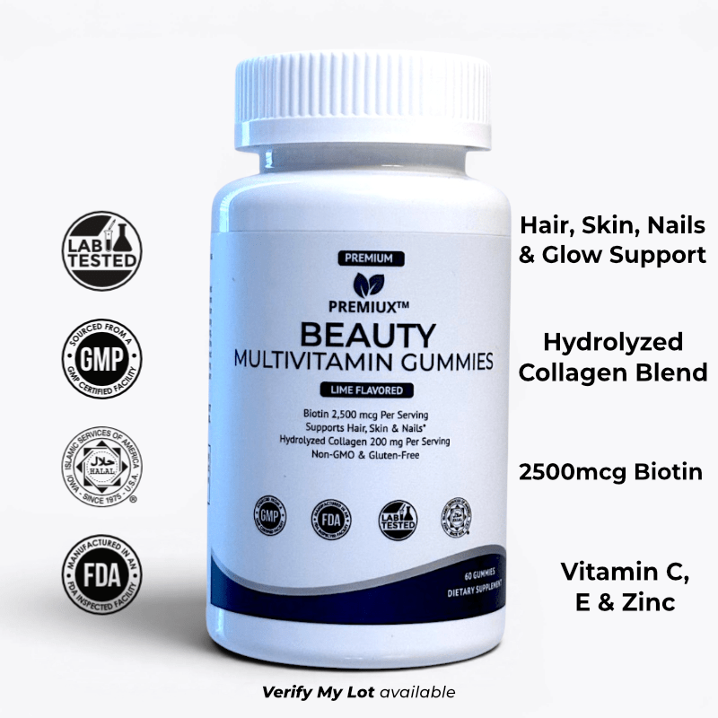 Premiux Beauty Multivitamin Gummies — Hair, Skin, Nails & Glow Support - Premiux NutritionPremiux Beauty Multivitamin Gummies — Hair, Skin, Nails & Glow Support199874313672