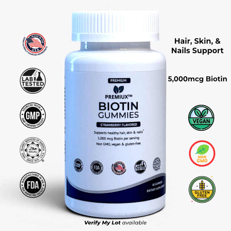 Premiux Biotin Gummies 5000mcg — Hair, Nails & Skin - Premiux NutritionPremiux Biotin Gummies 5000mcg — Hair, Nails & Skin199874556253