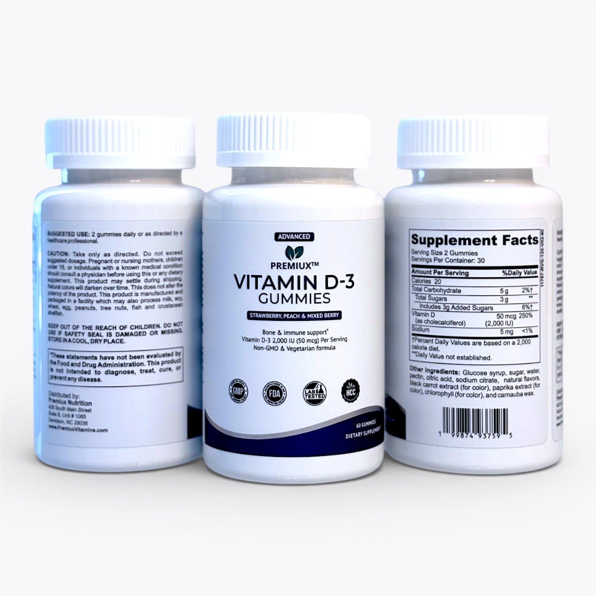 Premiux Vitamin D Gummies 2,000 IU — Immune & Bone Health for the Whole Family - Premiux NutritionPremiux Vitamin D Gummies 2,000 IU — Immune & Bone Health for the Whole Family